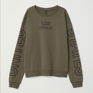 H&M | Khaki Green Los Angeles US Sweatshirt Size S